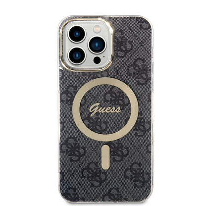 Funda MagSafe para Apple iPhone 15 Pro, Guess, 4G IML, Negra GUHMP15LH4STK