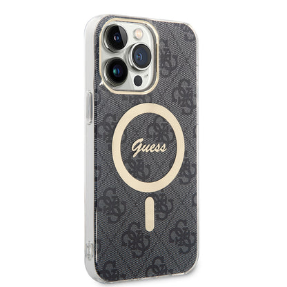 Funda MagSafe para Apple iPhone 15 Pro, Guess, 4G IML, Negra GUHMP15LH4STK
