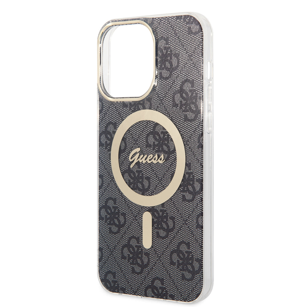 Funda MagSafe para Apple iPhone 15 Pro, Guess, 4G IML, Negra GUHMP15LH4STK
