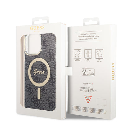Funda MagSafe para Apple iPhone 15 Pro, Guess, 4G IML, Negra GUHMP15LH4STK