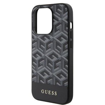 MagSafe Case for Apple iPhone 15 Pro, Guess, GCube Stripes, Black