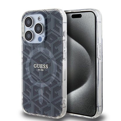 Funda MagSafe para Apple iPhone 15 Pro, Guess, IML Gcube, Negra