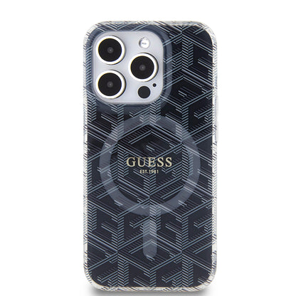 Funda MagSafe para Apple iPhone 15 Pro, Guess, IML Gcube, Negra