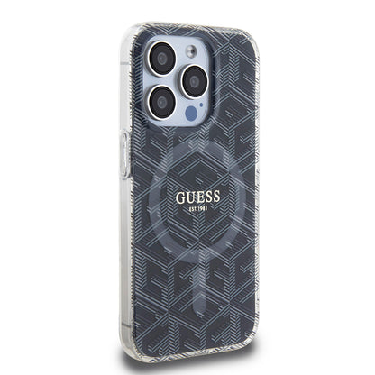Funda MagSafe para Apple iPhone 15 Pro, Guess, IML Gcube, Negra