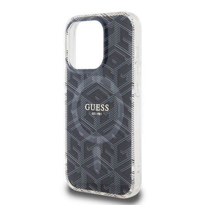 Funda MagSafe para Apple iPhone 15 Pro, Guess, IML Gcube, Negra