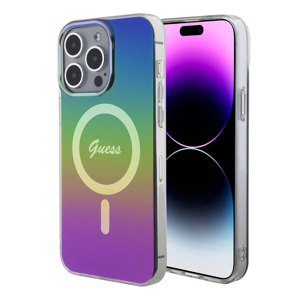 Funda MagSafe para Apple iPhone 15 Pro, Guess, IML Iridescente, Multicolor