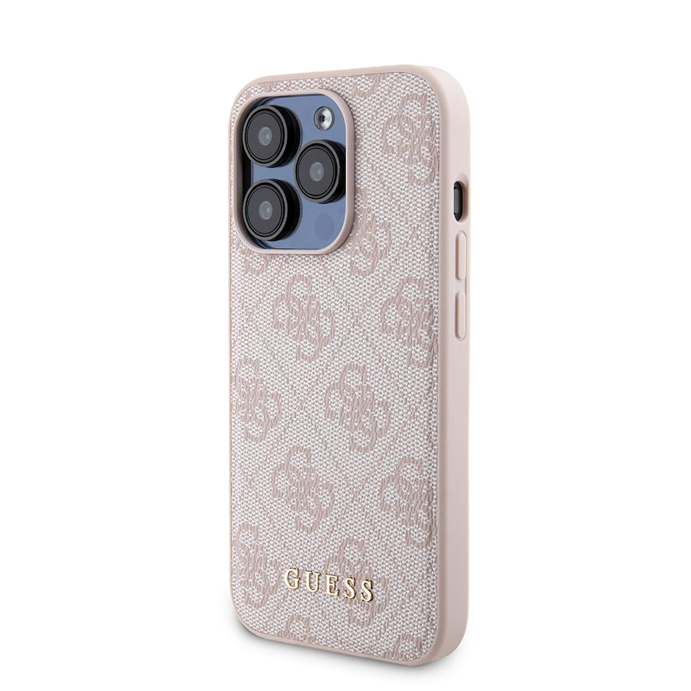 MagSafe Case for Apple iPhone 15 Pro, Guess, Powerbank 4G Metal Logo, Pink