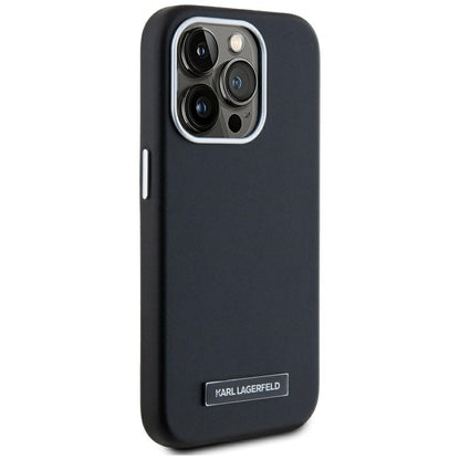 Funda MagSafe para Apple iPhone 15 Pro, Karl Lagerfeld, FW Metal Plate, Negra