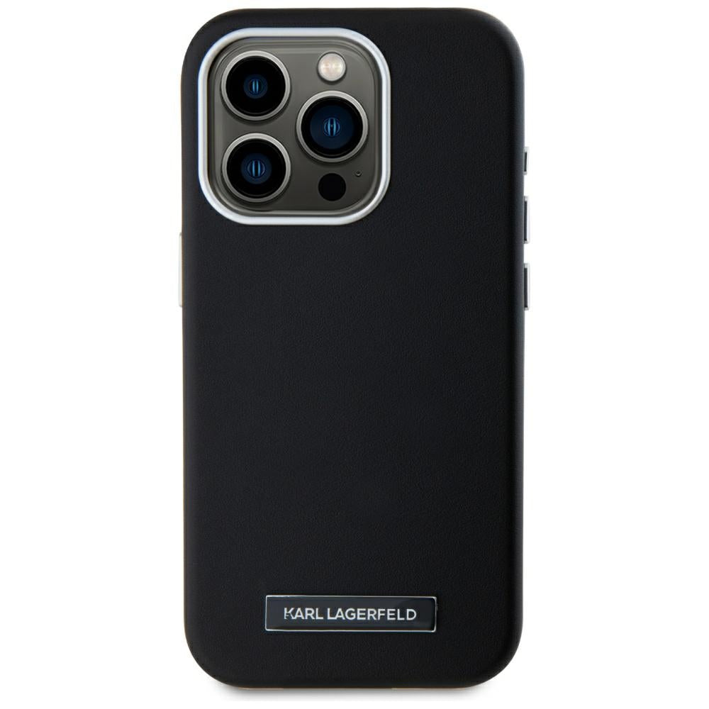 Funda MagSafe para Apple iPhone 15 Pro, Karl Lagerfeld, FW Metal Plate, Negra