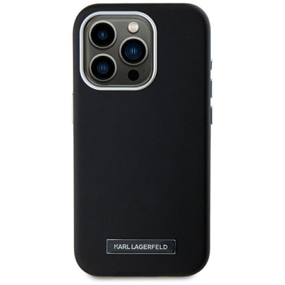 Funda MagSafe para Apple iPhone 15 Pro, Karl Lagerfeld, FW Metal Plate, Negra