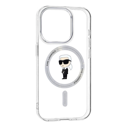 Funda MagSafe para Apple iPhone 15 Pro, Karl Lagerfeld, IML Ikonik Karl, Transparente