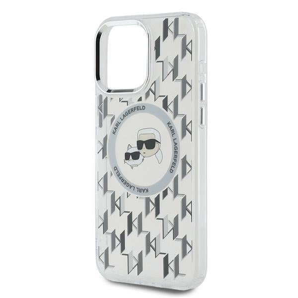 Funda MagSafe para Apple iPhone 15 Pro, Karl Lagerfeld, IML Monograma Karl & Choupette's Heads, Transparente