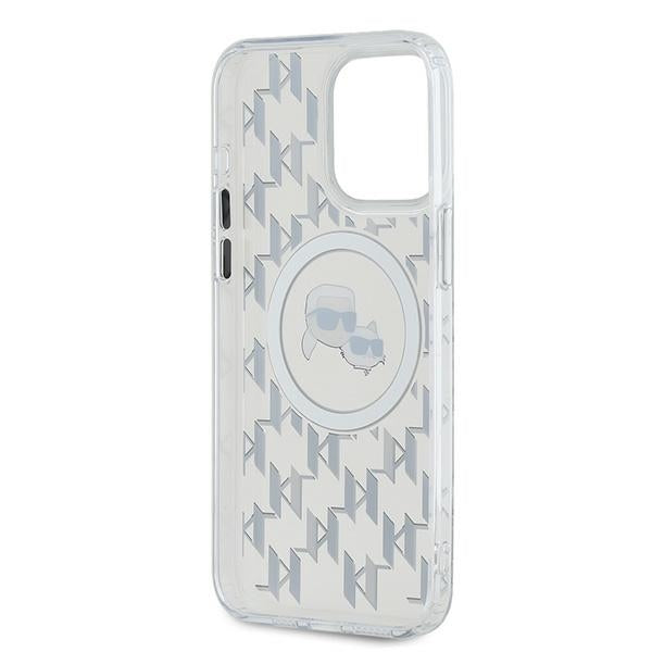 Funda MagSafe para Apple iPhone 15 Pro, Karl Lagerfeld, IML Monograma Karl & Choupette's Heads, Transparente