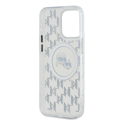Funda MagSafe para Apple iPhone 15 Pro, Karl Lagerfeld, IML Monograma Karl & Choupette's Heads, Transparente