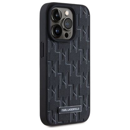 Funda MagSafe para Apple iPhone 15 Pro, Karl Lagerfeld, Monogram Metal Logo, Negra