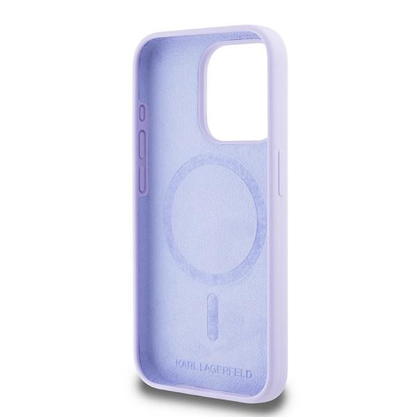 Funda MagSafe para Apple iPhone 15 Pro, Karl Lagerfeld, Anillo de Silicona Karl & Choupette, Morado