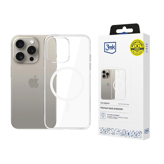 Funda MagSafe para Apple iPhone 15 Pro Max, 3MK, Clear MagCase, Transparente