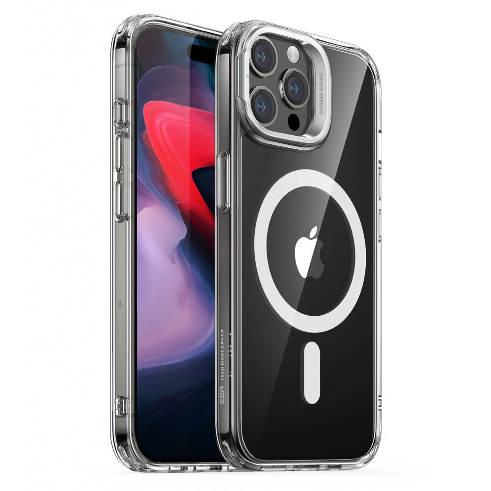Funda MagSafe para Apple iPhone 15 Pro Max, ESR, Classic Hybrid Kickstand, Transparente