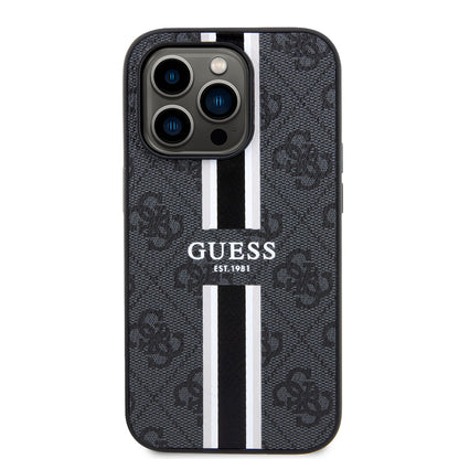 Funda MagSafe para Apple iPhone 15 Pro Max, Guess, 4G Printed Stripes, Negra