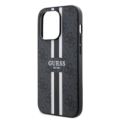 Funda MagSafe para Apple iPhone 15 Pro Max, Guess, 4G Printed Stripes, Negra