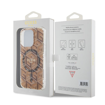 Funda MagSafe para Apple iPhone 15 Pro Max, Guess, IML Gcube, Marrón