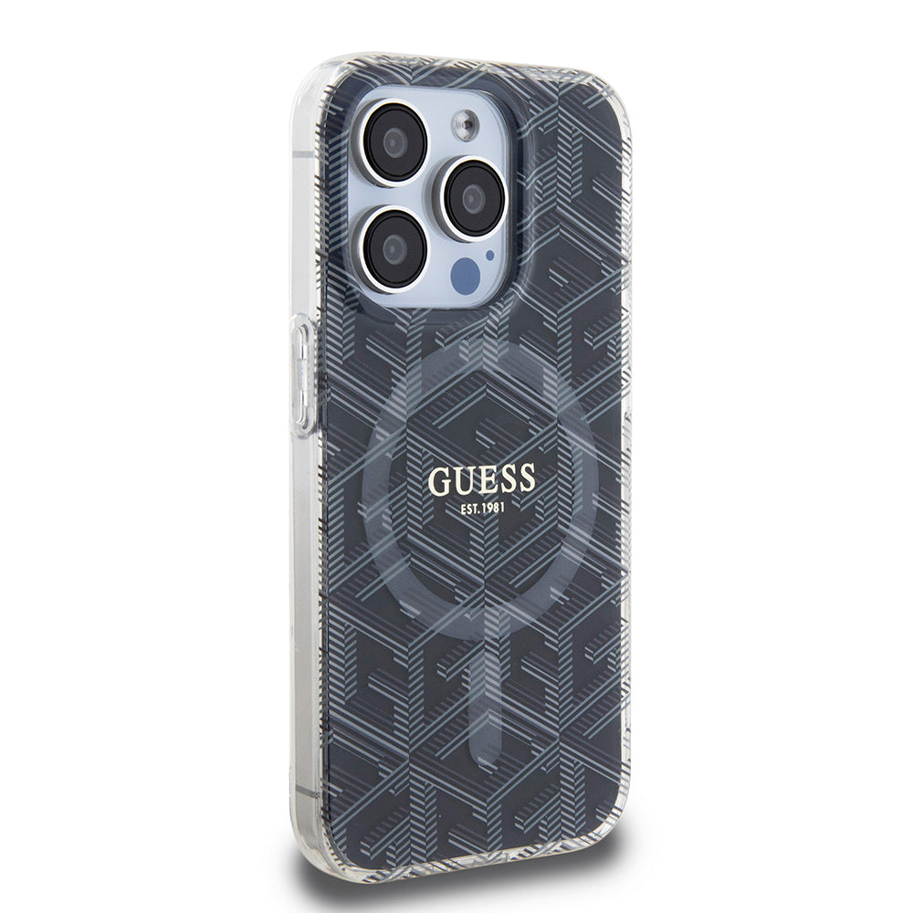 Funda MagSafe para Apple iPhone 15 Pro Max, Guess, IML Gcube, Negra