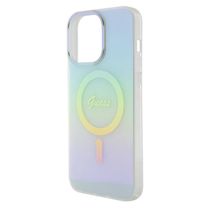 Funda MagSafe para Apple iPhone 15 Pro Max, Guess, IML Iridescente, Turquesa