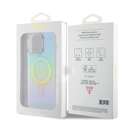 Funda MagSafe para Apple iPhone 15 Pro Max, Guess, IML Iridescente, Turquesa