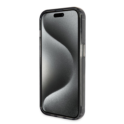 Funda MagSafe para Apple iPhone 15 Pro Max, Guess, IML Ring Stand Glitter, Negra