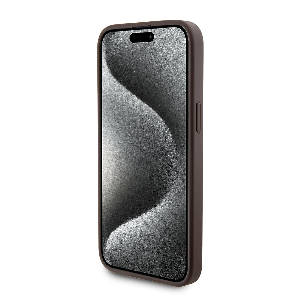 Funda MagSafe para Apple iPhone 15 Pro Max, Guess, Powerbank 4G Metal Logo, Marrón