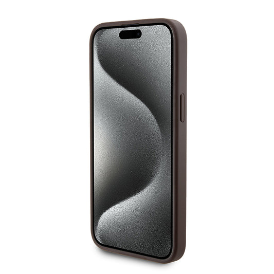 Funda MagSafe para Apple iPhone 15 Pro Max, Guess, Powerbank 4G Metal Logo, Marrón