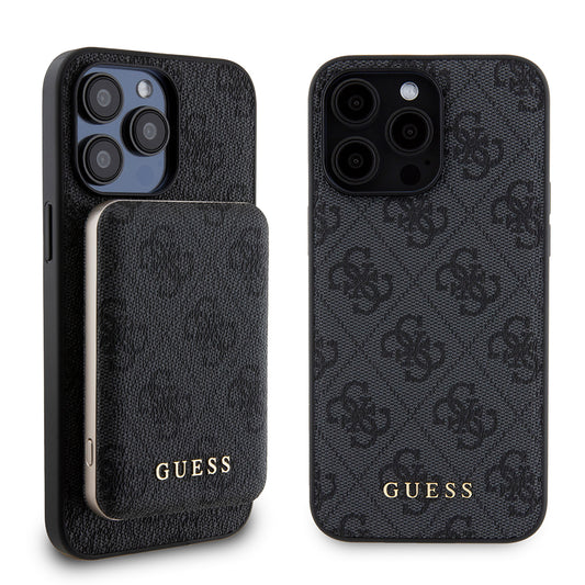 Funda MagSafe para Apple iPhone 15 Pro Max, Guess, Powerbank 4G Metal Logo, Negra