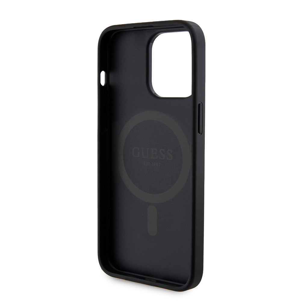 Funda MagSafe para Apple iPhone 15 Pro Max, Guess, Powerbank 4G Metal Logo, Negra
