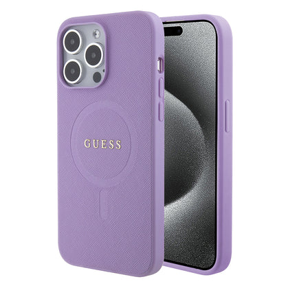 Funda MagSafe para Apple iPhone 15 Pro Max, Guess, Saffiano, Morado