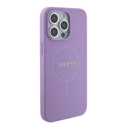 Funda MagSafe para Apple iPhone 15 Pro Max, Guess, Saffiano, Morado