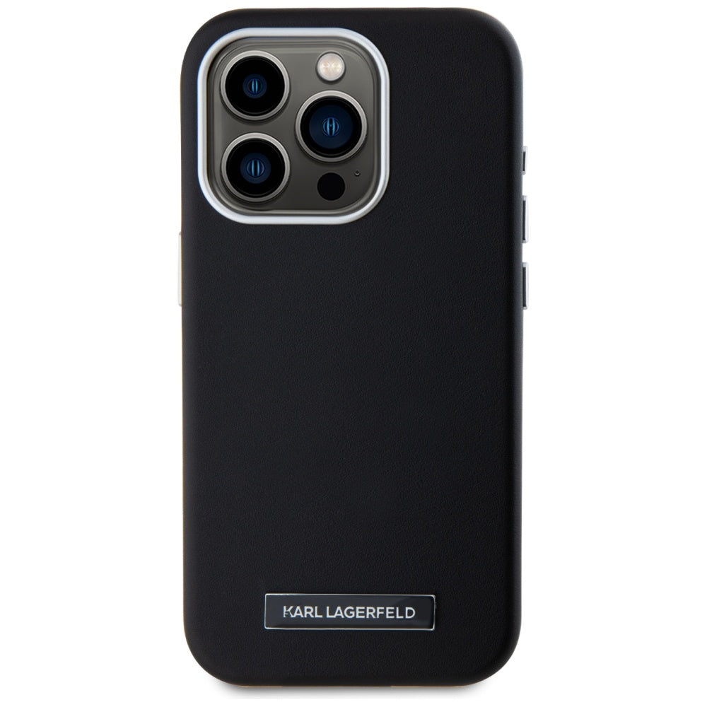 Funda MagSafe para Apple iPhone 15 Pro Max, Karl Lagerfeld, FW Metal Plate, Negra