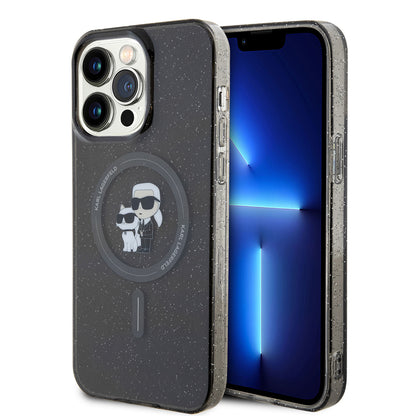 Funda MagSafe para Apple iPhone 15 Pro Max, Karl Lagerfeld, Glitter, Negra