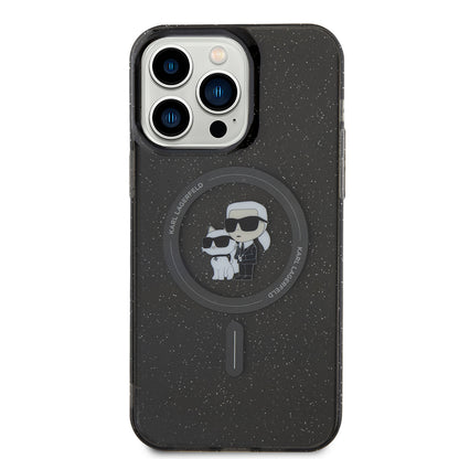Funda MagSafe para Apple iPhone 15 Pro Max, Karl Lagerfeld, Glitter, Negra