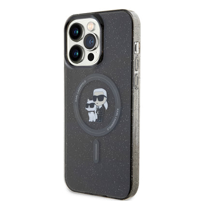 Funda MagSafe para Apple iPhone 15 Pro Max, Karl Lagerfeld, Glitter, Negra