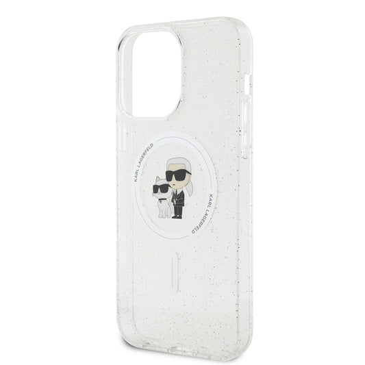 Funda MagSafe para Apple iPhone 15 Pro Max, Karl Lagerfeld, Glitter, Transparente