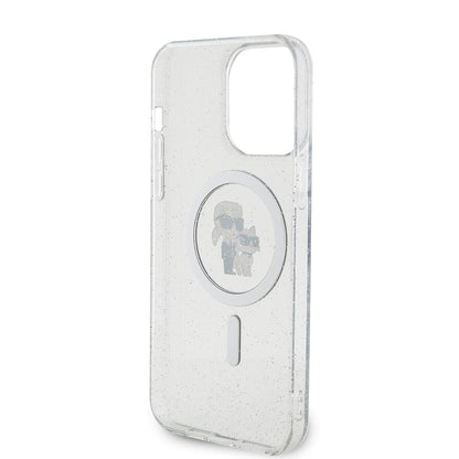Funda MagSafe para Apple iPhone 15 Pro Max, Karl Lagerfeld, Glitter, Transparente
