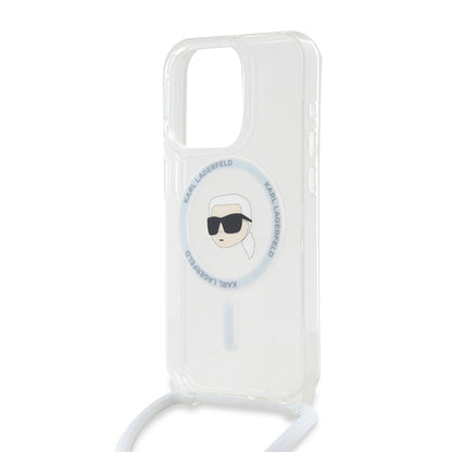 Funda MagSafe para Apple iPhone 15 Pro Max, Karl Lagerfeld, IML Crossbody Karl's Head, Transparente