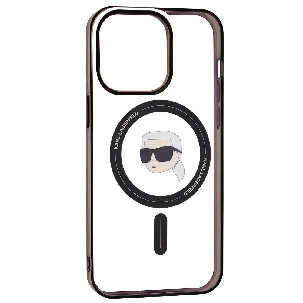 Funda MagSafe para Apple iPhone 15 Pro Max, Karl Lagerfeld, IML Karl's Head, Transparente