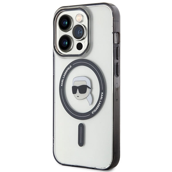 Funda MagSafe para Apple iPhone 15 Pro Max, Karl Lagerfeld, IML Karl's Head, Transparente