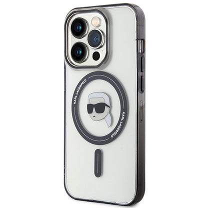 Funda MagSafe para Apple iPhone 15 Pro Max, Karl Lagerfeld, IML Karl's Head, Transparente