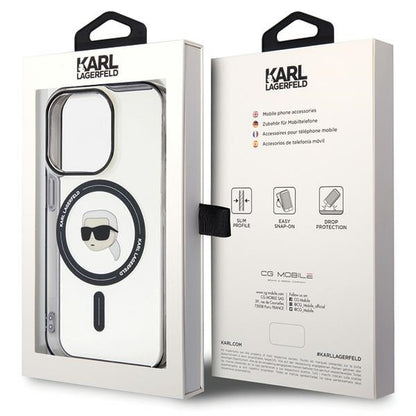 Funda MagSafe para Apple iPhone 15 Pro Max, Karl Lagerfeld, IML Karl's Head, Transparente