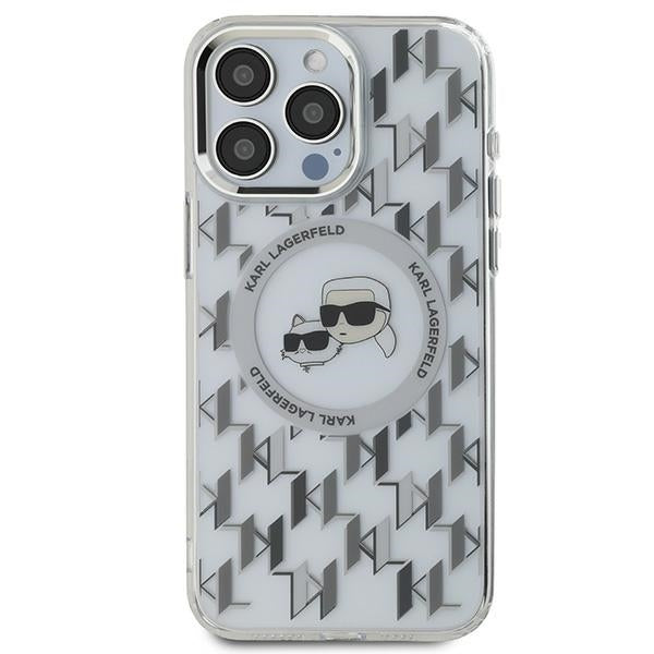 Funda MagSafe para Apple iPhone 15 Pro Max, Karl Lagerfeld, IML Monogram Karl & Choupette's Heads, Transparente