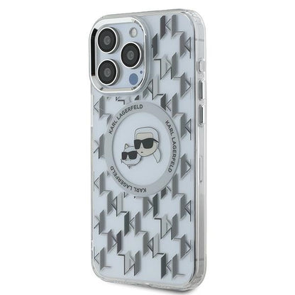 Funda MagSafe para Apple iPhone 15 Pro Max, Karl Lagerfeld, IML Monogram Karl & Choupette's Heads, Transparente