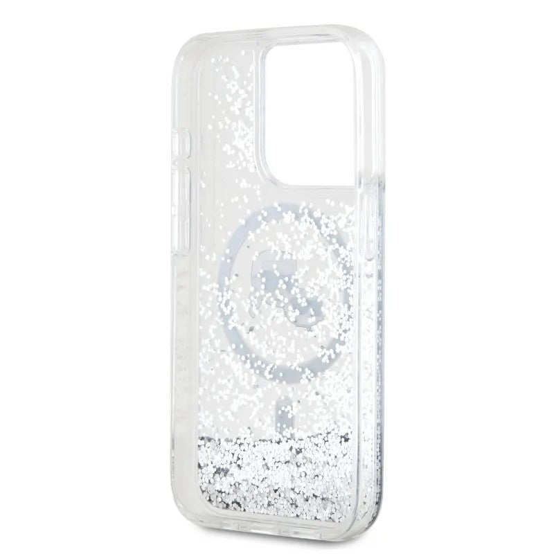 Funda MagSafe para Apple iPhone 15 Pro Max, Karl Lagerfeld, Liquid Glitter Karl & Choupette's Heads, Transparente