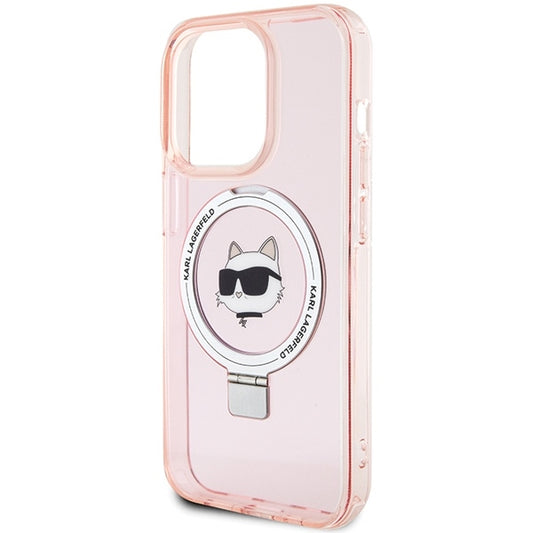 MagSafe Case for Apple iPhone 15 Pro Max, Karl Lagerfeld, Ring Stand Choupette's Head, Pink